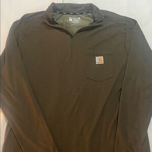 Carhartt Dark Olive Quarter-Zip Relaxed Fit Force Pullover